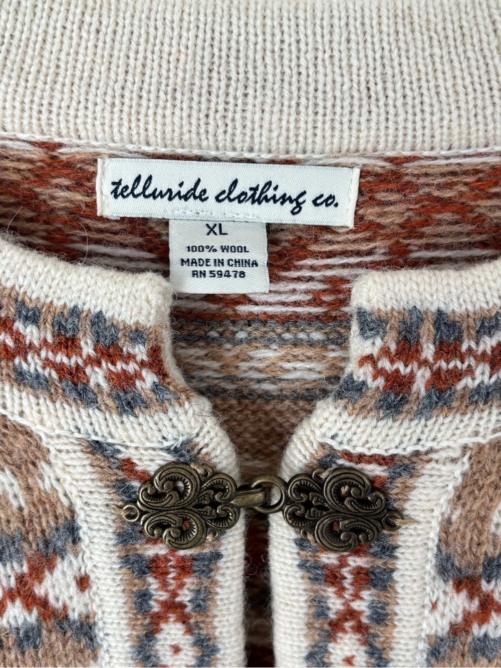 Telluride Clothing Co. 100% Wool Fair Isle Cardigan Sweater Women's XL - Picture 4 of 13